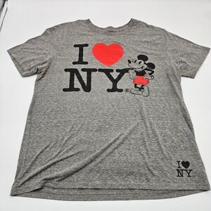 Disney Mickey Mouse I Love NY Graphic T Shirt Gray Men's XL